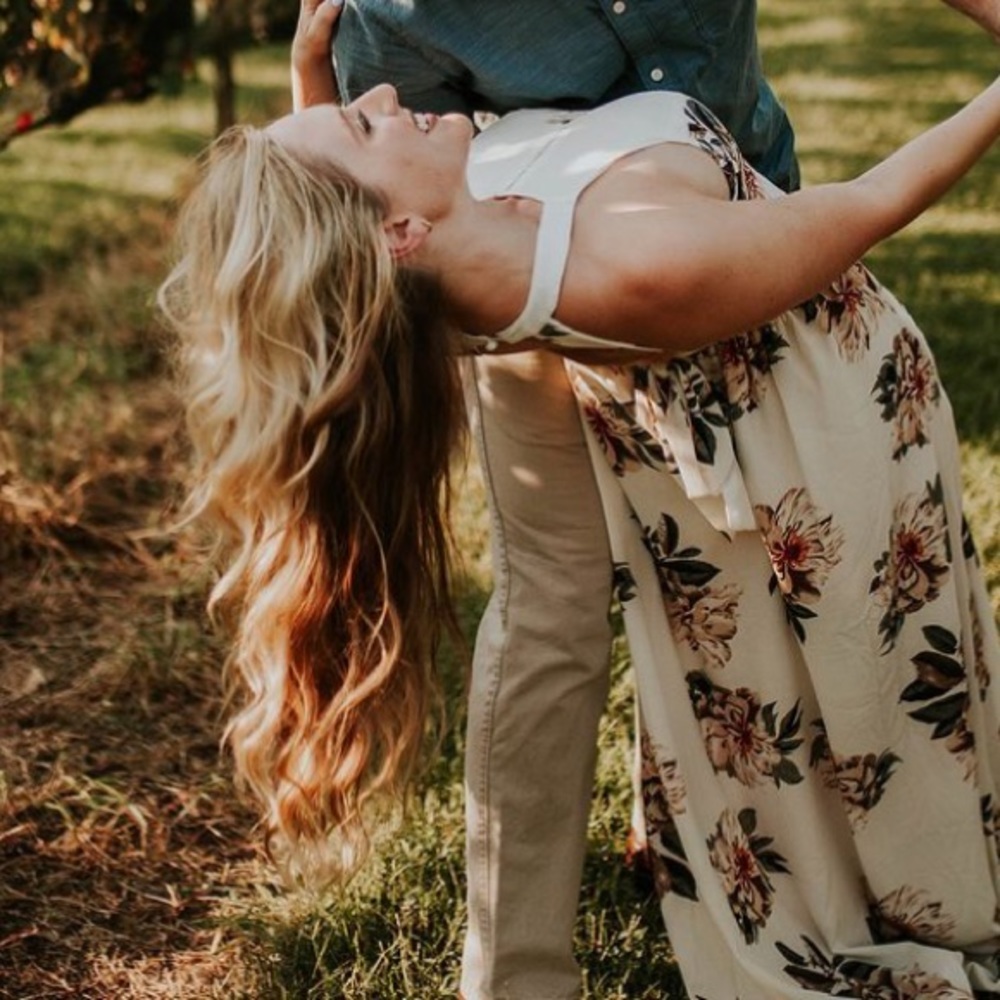 White floral dress-open tie back